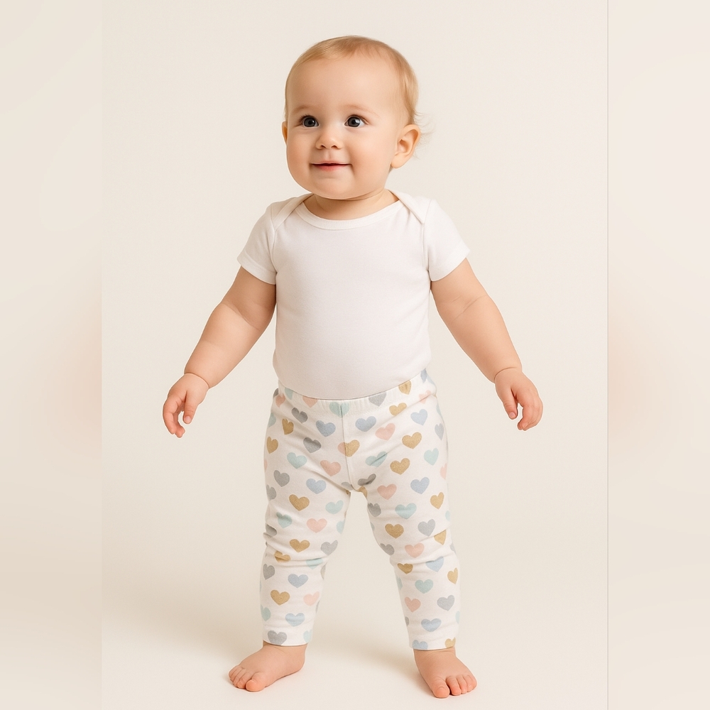 ⭐M3) Carter’s 12M Heart Print Baby Girl Leggings